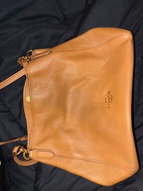 Coach Pebbled Leather Shoulder Bag in Saddle Tan